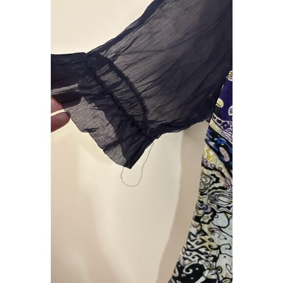 Alberto Mikali Abstract Print Beaded Short Sleeve Top Size Small NWT - Picture 10 of 10